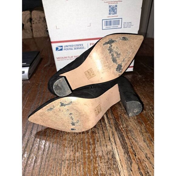 Size 7 ASOS Black Lace Up Zip Chunky High Heel Ankle Boots Booties Pointed Toe - Picture 7 of 10